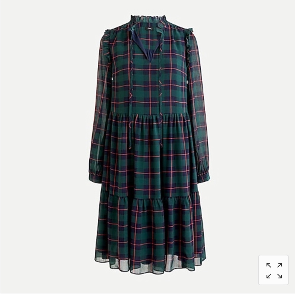 J.Crew Tie-neck Tiered Dress - Small Petite